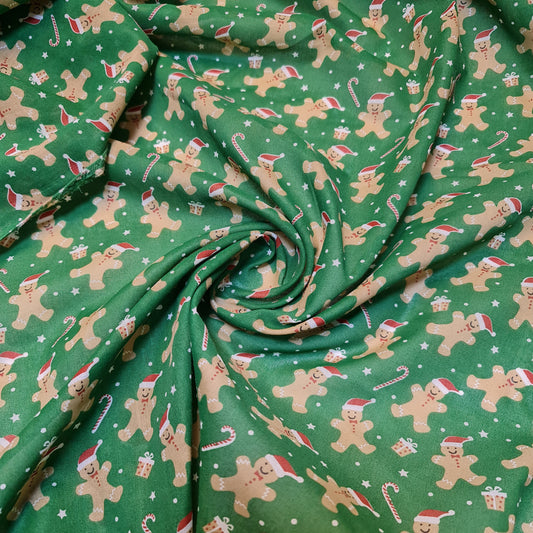 Weihnachts-Polycotton-Druck, Weihnachtsmann, Rentier, Ingwer-Mann, Festival-Polycotton (112 cm breit), Druck -15