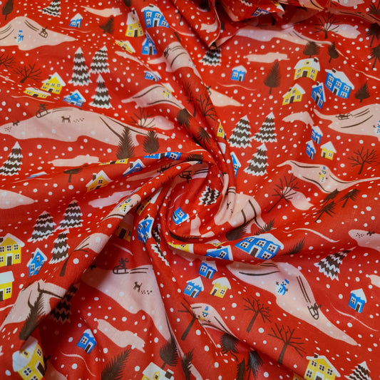 Christmas Polycotton Print Santa Reindeer Ginger man Festival Polycotton  (112cm wide) Print -16