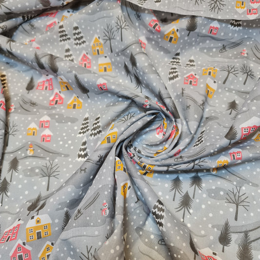 Weihnachts-Polycotton-Druck, Weihnachtsmann, Rentier, Ingwer-Mann, Festival-Polycotton (112 cm breit), Druck -18