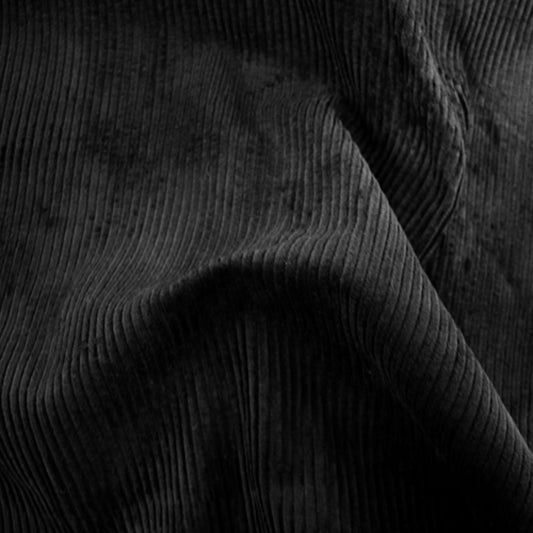 Italienischer Cordstoff aus 100 % Baumwolle, gewebt, Samt, Cordstoff, Polsterstoff, Schneiderstoff, 147,3 cm (schwarz)