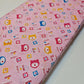 Kids Print 100% Cotton Poplin Fabric Bear Print Small Check Base (44" inch wide)