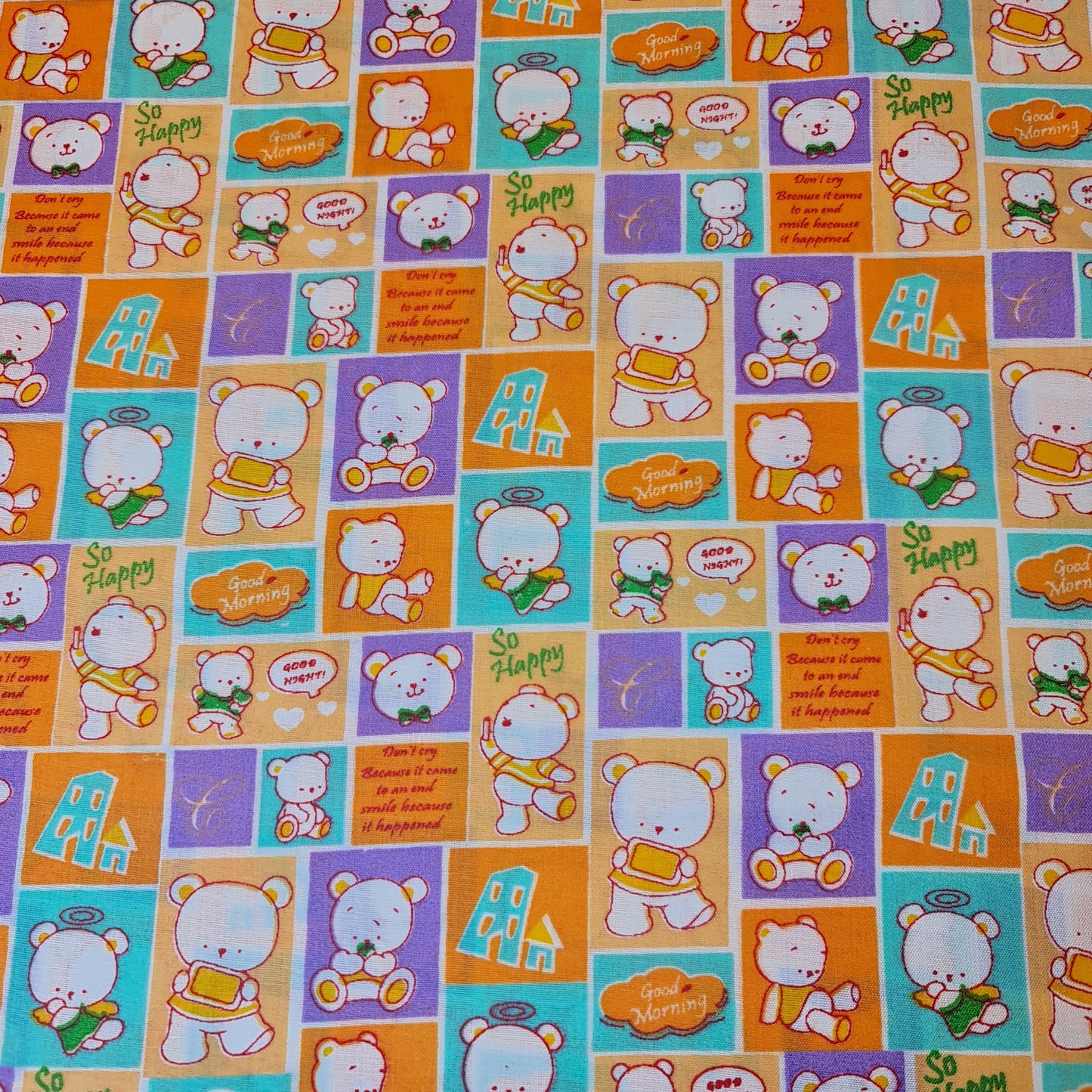 Kids Print 100% Cotton Poplin Fabric Teddy Check Print Summer (44" inch Wide)