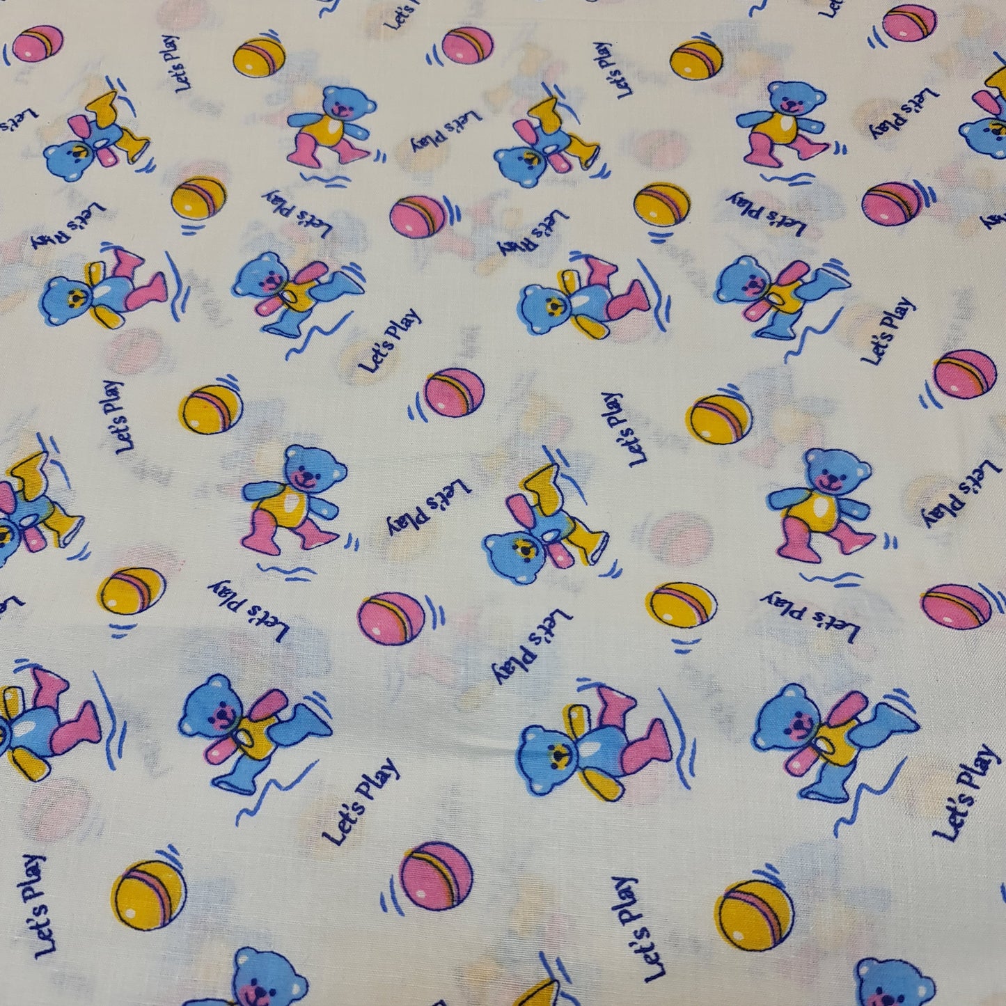 Kids Print 100% Cotton Poplin Fabric White Base Teddy Summer Dress Fabric (44"W)