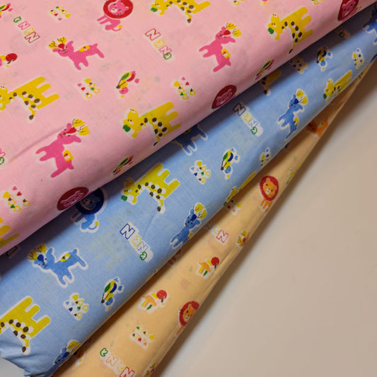 Popeline-Stoff mit Kinderdruck, 100 % Baumwolle, Tiere, Löwe, Giraffe, Rentier (111,8 cm breit)