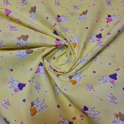 Kids Print 100% Cotton Poplin Fabric Rabbit Print Summer Dress (44" inch wide)