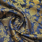 New Prints Ornamental Floral Gold Metallic Print Indian Banarasi Brocade Fabric (Navy Blue)