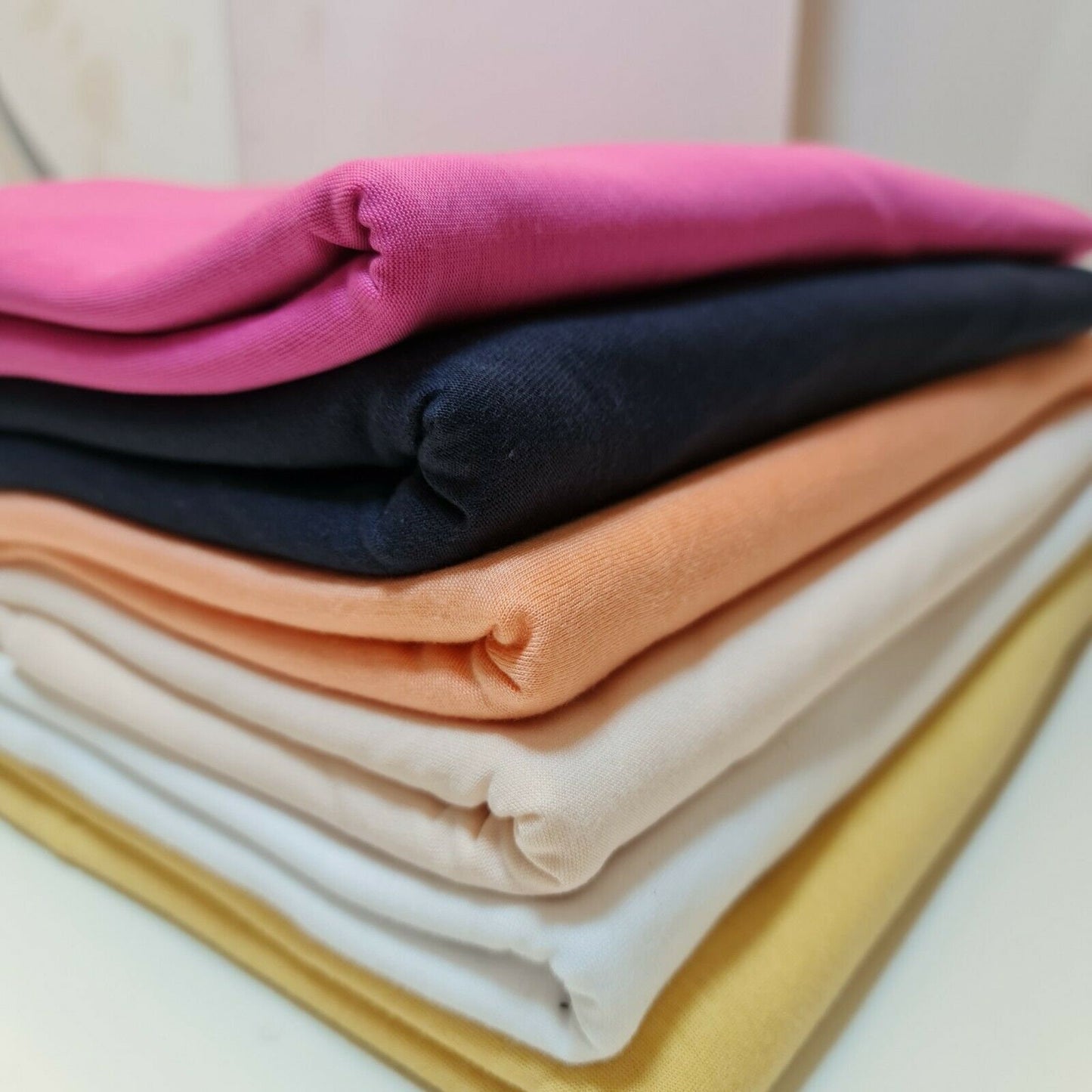 Soft Plain Colour Cotton Jersey Stretch Knit T Shirt Baby Grow Dress Fabric 58" (Dark Peach)