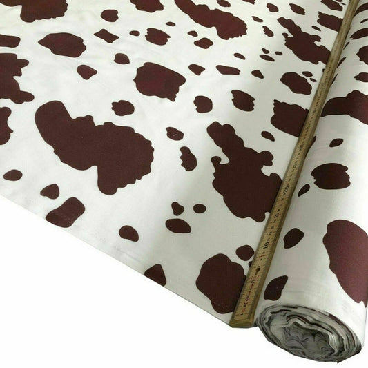 Brown Spot White Base Polycotton Kids School Display Craft Dress Fabric 112cm wide