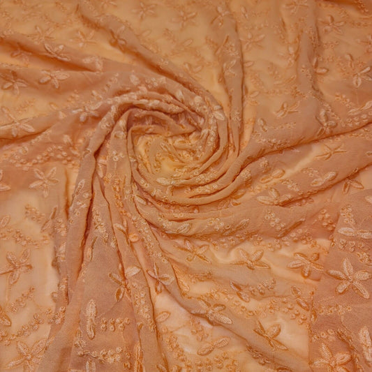 Hochwertiger orangefarbener Krepp-Chiffon-Stoff zum Besticken, Schneidern, Basteln, 40" breit