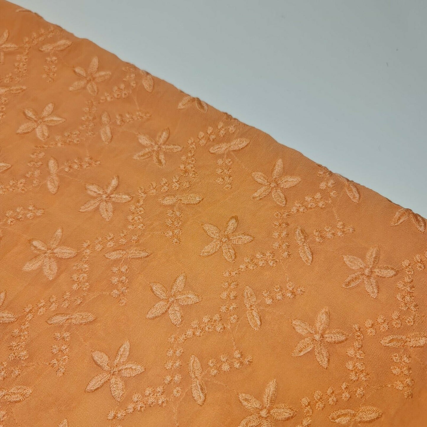 Premium Orange Crepe Chiffon Embroidery Dressmaking Craft Fabric 40" wide