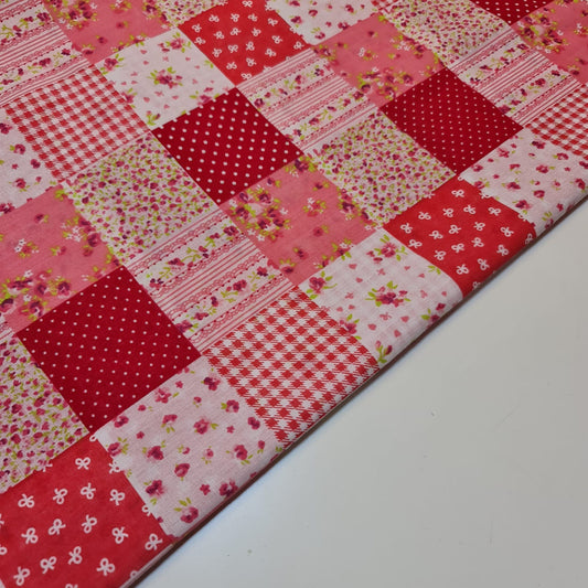 Floral Gingham Spotted Patchwork Printed Poly Cotton Fabric Polycotton Craft (45" inch wide) Print -1