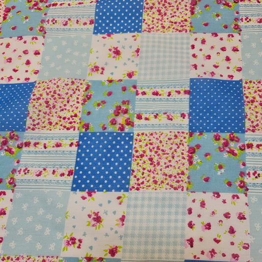 Floral Gingham Spotted Patchwork Printed Poly Cotton Fabric Polycotton Craft (45" inch wide) Print -2