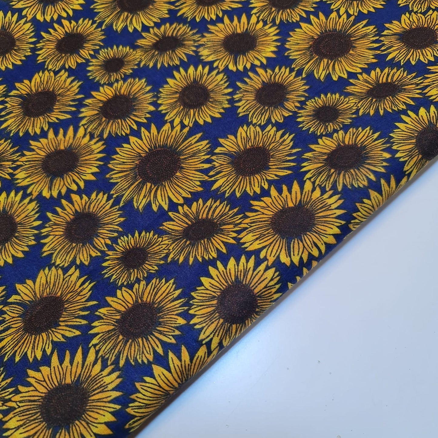 Yellow Sunflower Polycotton Print Summer Dress Fabric Large Floral (45" wide) Print -3