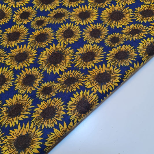 Gelber Sonnenblumen-Polycotton-Druck, Sommerkleidstoff, großer Blumenstoff (45" breit), Druck -3