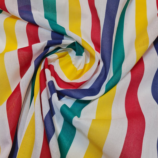 Candy Stripe Multi Colour Polycotton Fabric Striped Lines Material (45"inc Wide) Large