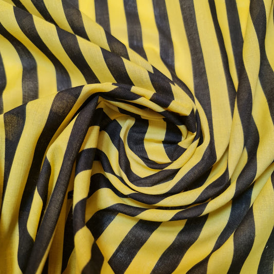Candy Stripe Polycotton Fabric Striped Lines Material Craft Bunting NHS SCRUBS (Yellow)