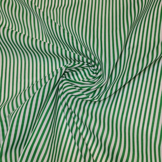 Candy Stripe Polycotton Fabric Striped Lines Material Craft Bunting (45" Wide) (Emerald Green)