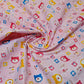 Kids Print 100% Cotton Poplin Fabric Bear Print Small Check Base (44" inch wide)