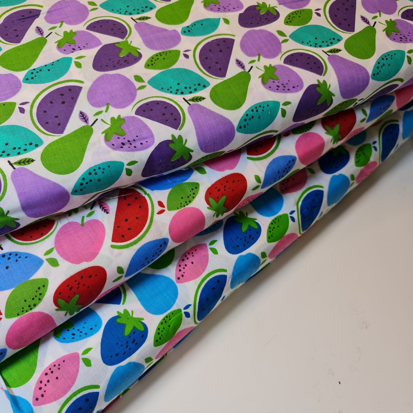 Kids Print 100% Cotton Poplin Fabric Apple Pears Watermelon Base (44" inch wide)