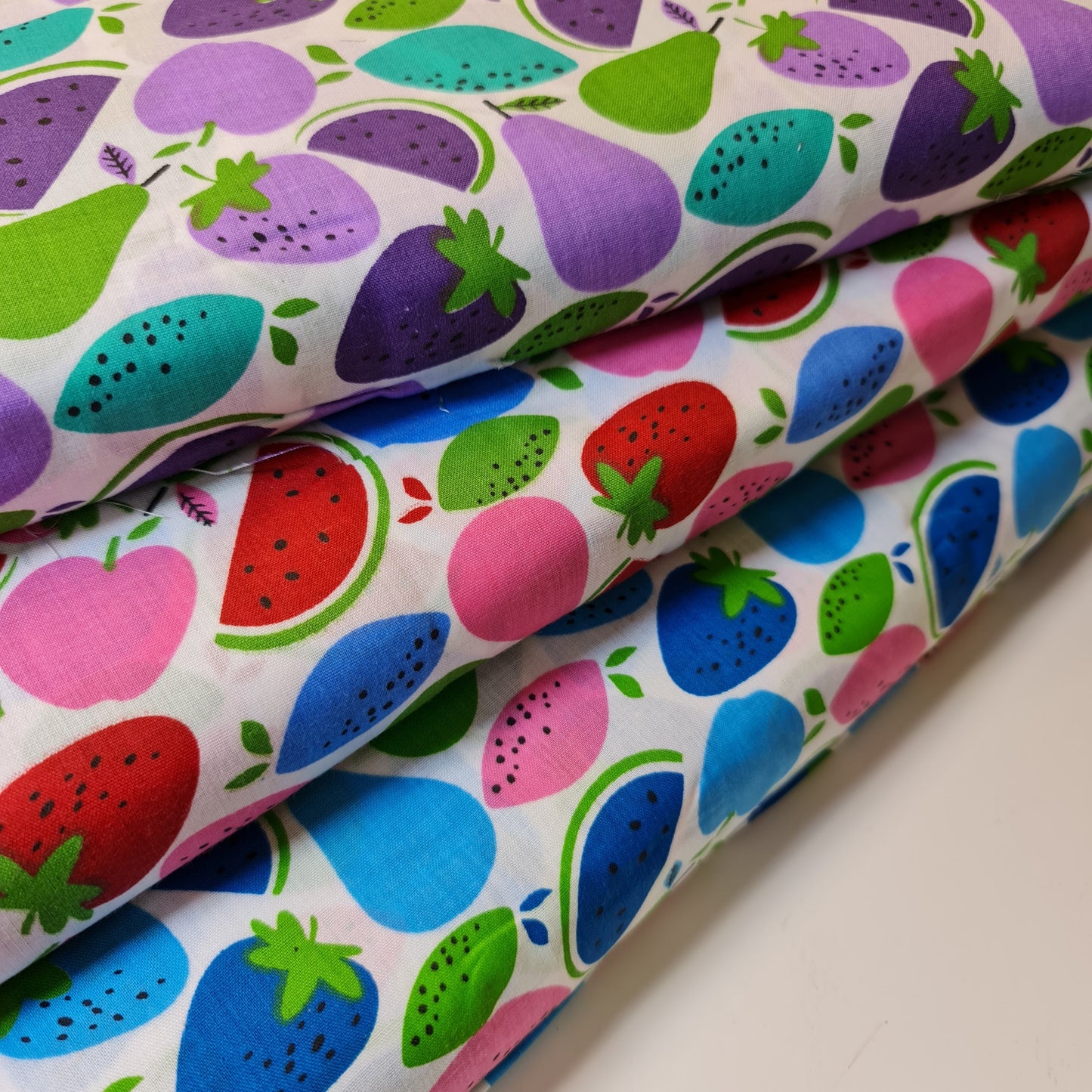 Kids Print 100% Cotton Poplin Fabric Apple Pears Watermelon Base (44" inch wide)