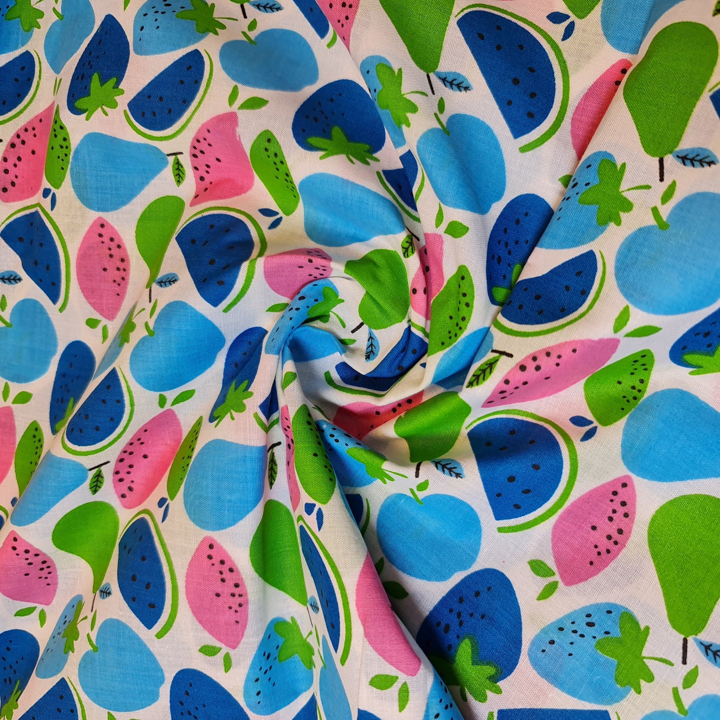 Kids Print 100% Cotton Poplin Fabric Apple Pears Watermelon Base (44" inch wide)