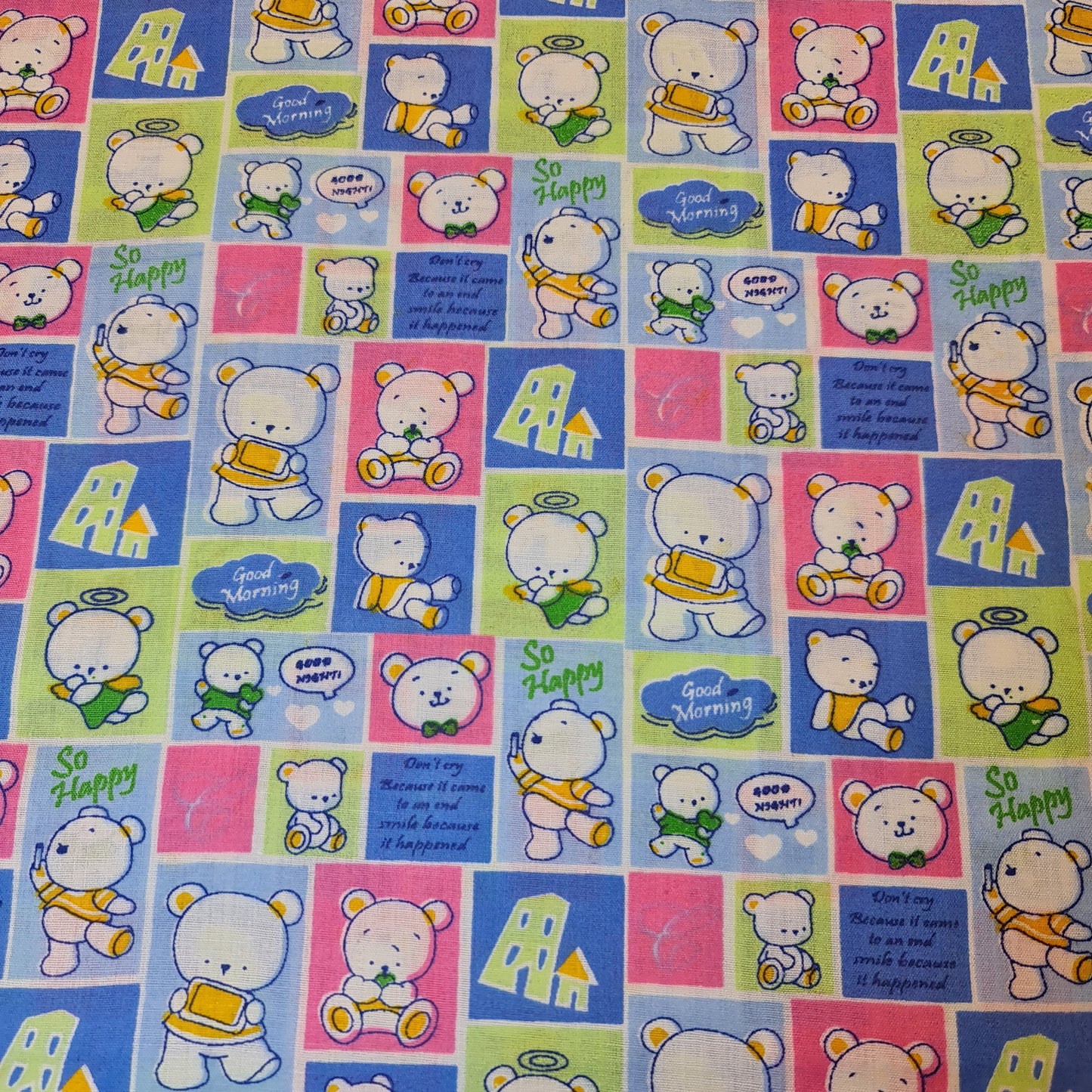 Kids Print 100% Cotton Poplin Fabric Teddy Check Print Summer (44" inch Wide)