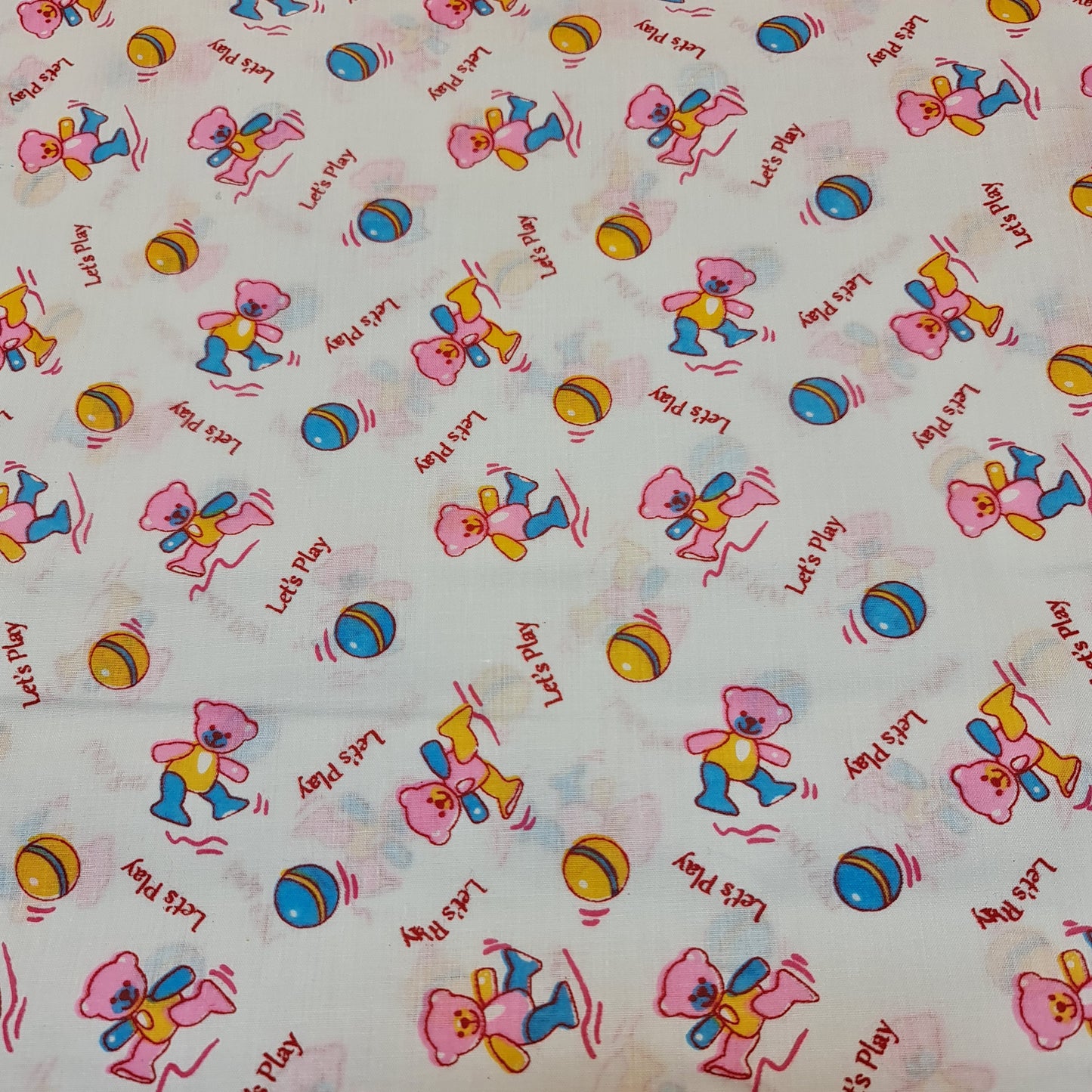 Kids Print 100% Cotton Poplin Fabric White Base Teddy Summer Dress Fabric (44"W)