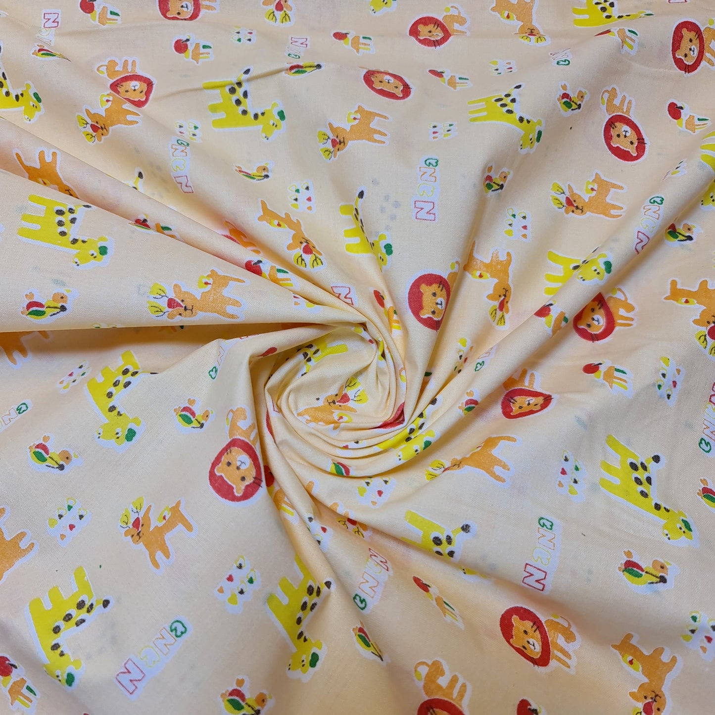 Kids Print 100% Cotton Poplin Fabric Animal Lion Giraffe Reindeer (44" Wide)