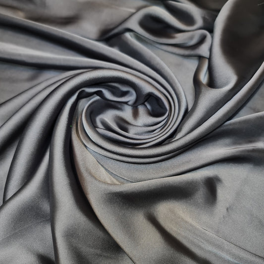 Luxury Glossy Charmeuse Silk Satin Weave Bridal Dress Polyester Fabric 58" (GREY-2)