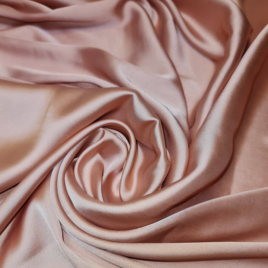 Luxuriöser, glänzender Charmeuse-Seidensatin-Polyesterstoff für Brautkleider, 147,3 cm (STAUBIGE PINK-9)