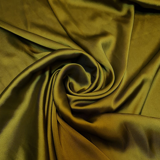 Luxuriöser, glänzender Charmeuse-Seidensatin-Stoff aus Polyester für Brautkleider, 147,3 cm (OLIVE-47)