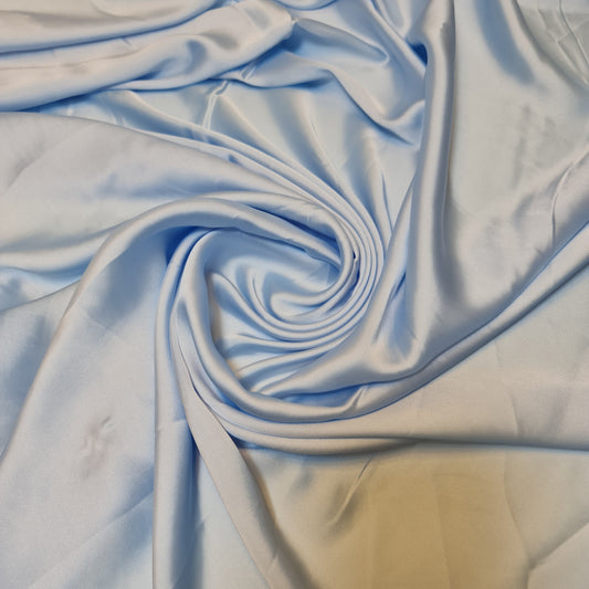 Luxuriöser, glänzender Charmeuse-Seidensatin-Polyesterstoff für Brautkleider, 58" (EISBLAU)