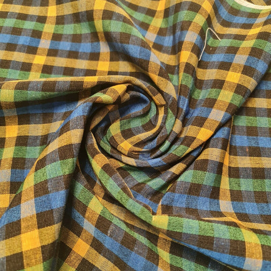 Gingham 1/8" Check 100 % reine Baumwolle Parna Patka Turban Dastaar Stoff 36'' Meter (Mehrfarbig 2)