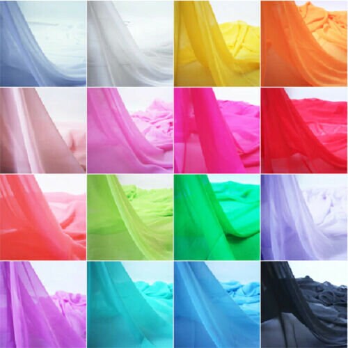 Sheer Poly Crepe Chiffon Fabric Semi-Transparent Drape Dress Craft Material 44" (French Navy)