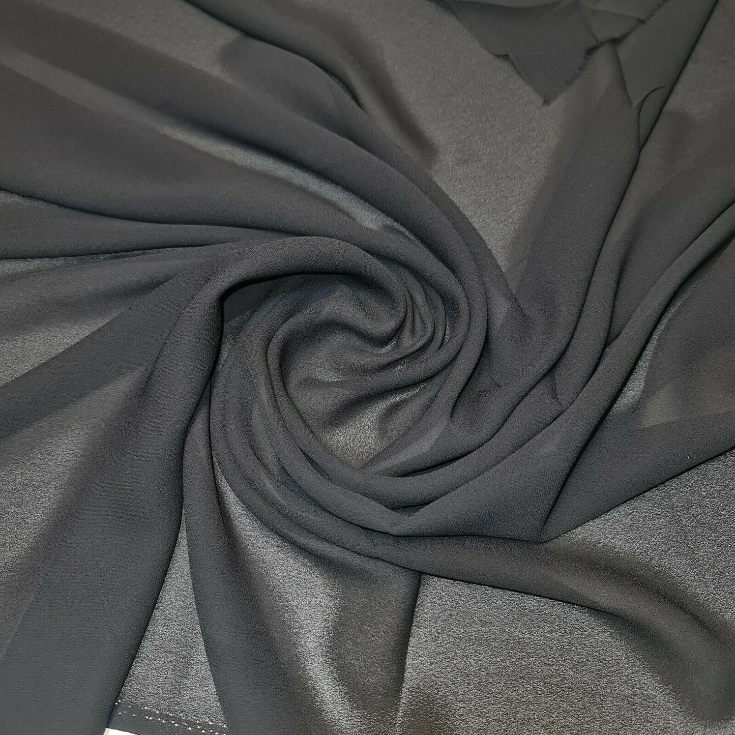 Sheer Poly Crepe Chiffon Fabric Semi-Transparent Drape Dress Craft Material 44" (Black)