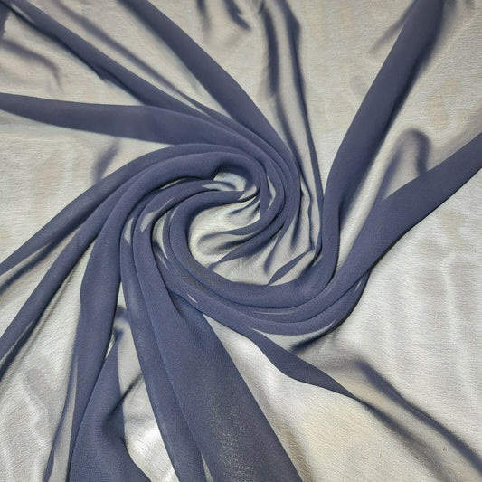 Sheer Poly Crepe Chiffon Fabric Semi-Transparent Drape Dress Craft Material 44" (Dark Navy Blue)