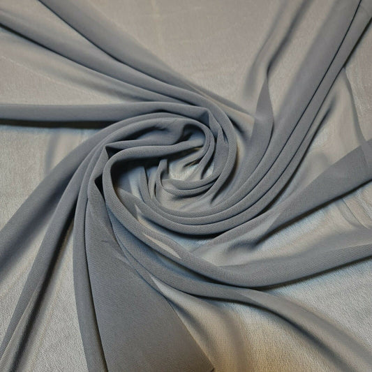 Sheer Poly Crepe Chiffon Fabric Semi-Transparent Drape Dress Craft Material 44" (Grey)