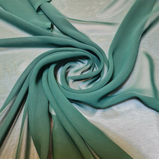 Sheer Poly Crepe Chiffon Fabric Semi-Transparent Drape Dress Craft Material 44" (Bottle Green)