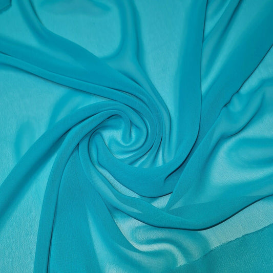 Sheer Poly Crepe Chiffon Fabric Semi-Transparent Drape Dress Craft Material 44" (Mint)