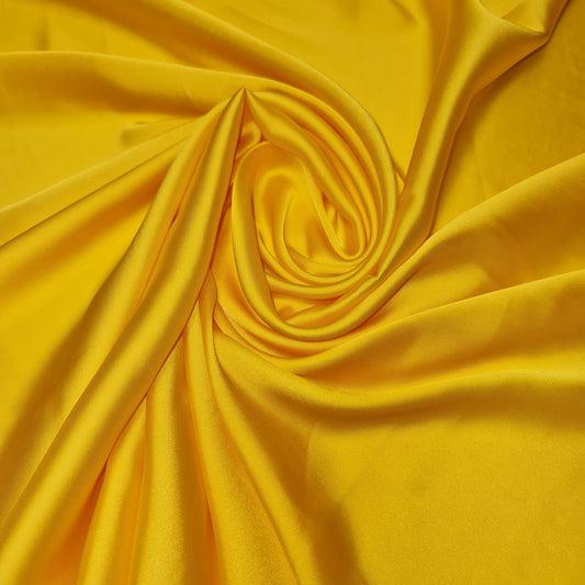 Luxury Glossy Charmeuse Silk Satin Weave Bridal Dress Polyester Fabric 58" (Yellow - 14)