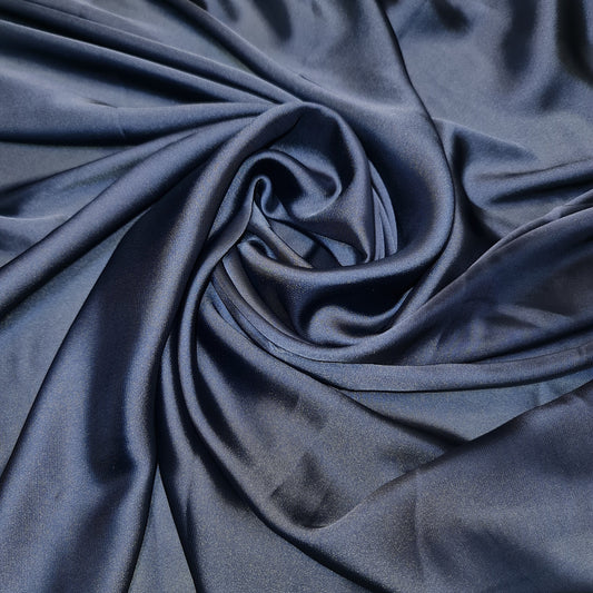 Luxuriöser, glänzender Charmeuse-Seidensatin-Polyesterstoff für Brautkleider, 147,3 cm (Dunkelmarineblau – 10)