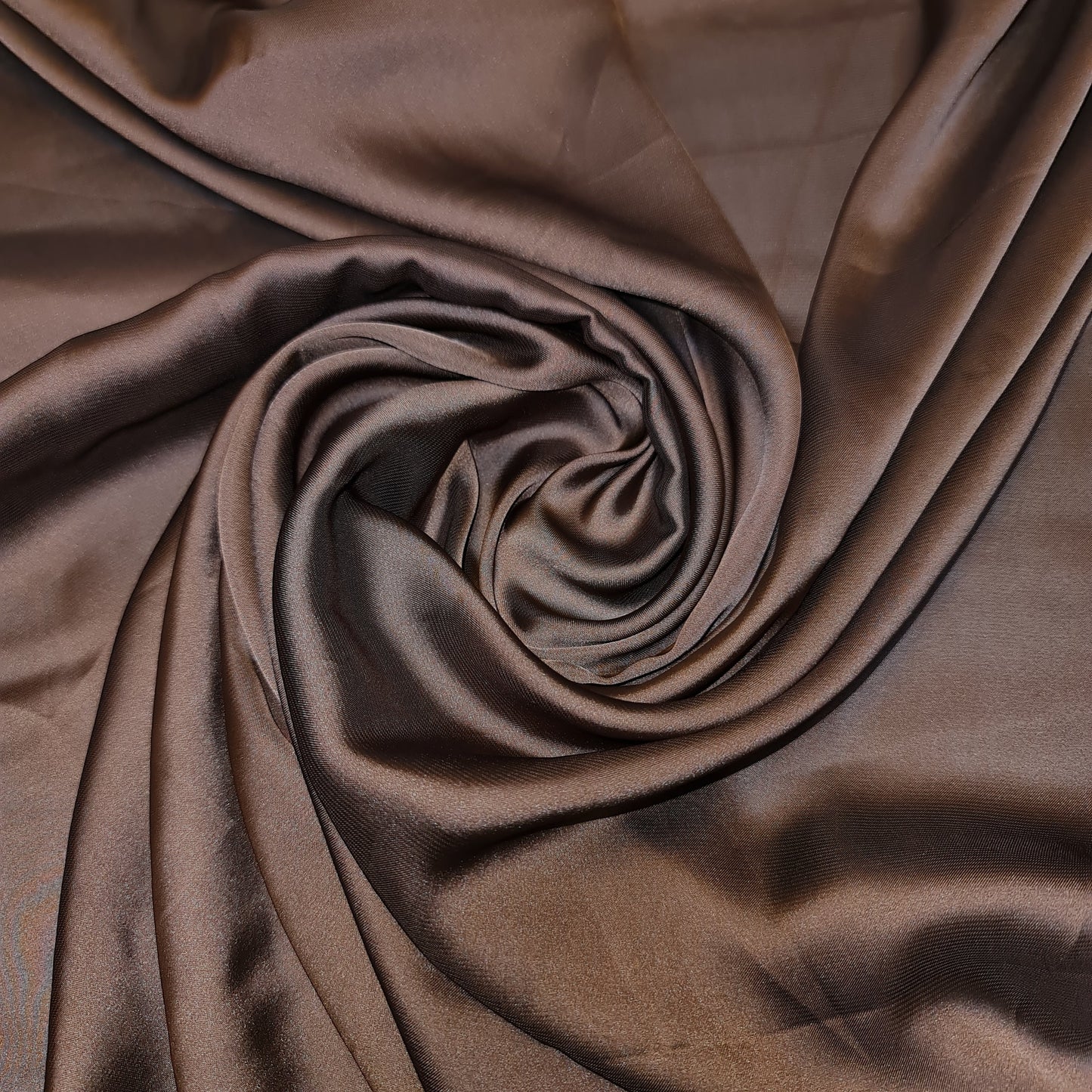 Luxury Glossy Charmeuse Silk Satin Weave Bridal Dress Polyester Fabric 58" (BROWN- 12)