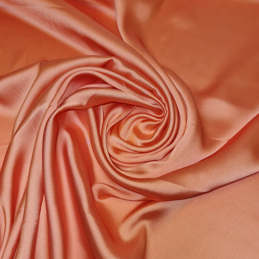 Luxury Glossy Charmeuse Silk Satin Weave Bridal Dress Polyester Fabric 58" (SALMON PINK- 21)