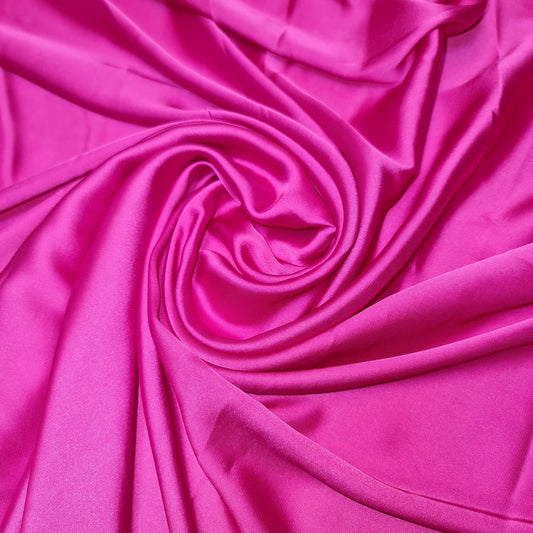 Luxuriöser, glänzender Charmeuse-Seidensatin-Polyesterstoff für Brautkleider, 147,3 cm (HOT PINK-18)