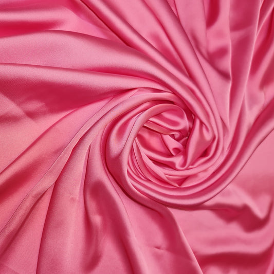 Luxury Glossy Charmeuse Silk Satin Weave Bridal Dress Polyester Fabric 58" (PINK -52)