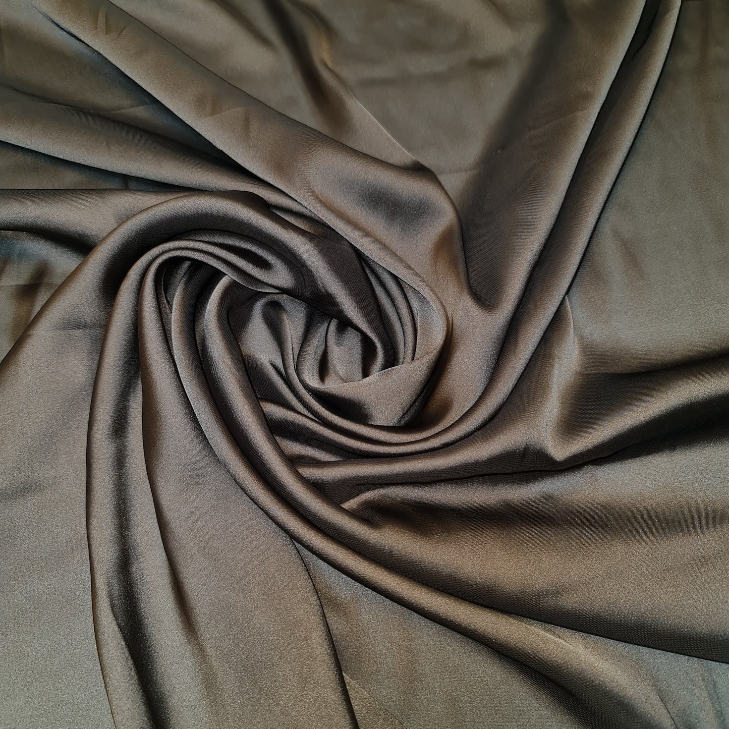 Luxury Glossy Charmeuse Silk Satin Weave Bridal Dress Polyester Fabric 58" (DARK BROWN- 39)