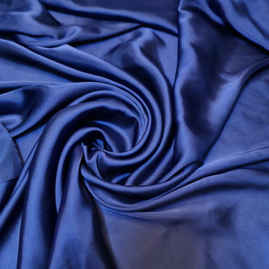 Luxury Glossy Charmeuse Silk Satin Weave Bridal Dress Polyester Fabric 58" (NAVY- 7)