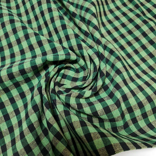 Gingham 1/8" Check 100% Pure Cotton Parna Patka Turban Dastaar Fabric 36'' Meter (Apple Green Black)