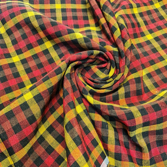 Gingham 1/8" Check 100% Pure Cotton Parna Patka Turban Dastaar Fabric 36'' Meter (Multicolour 3)