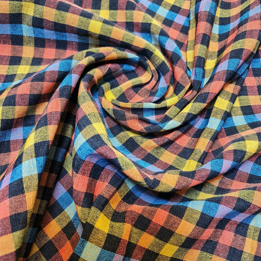 Gingham 1/8" Check 100 % reine Baumwolle Parna Patka Turban Dastaar Stoff 36'' Meter (Mehrfarbig 4)